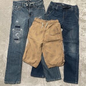 GAP Kids Distressed Blue Jeans & Tan Pattern Shorts Bundle Size 12 Boy
